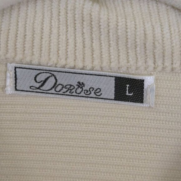 Neutral Beige Corduroy Shacket Dropped Shoulder Balloon Sleeves Size L - Picture 8 of 9